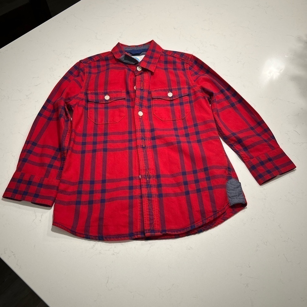 Boys  BODEN Plaid Button Down Shirt 5-6Y